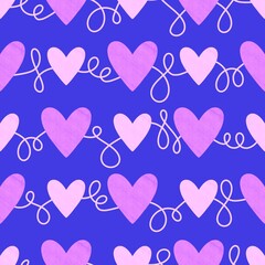 Valentine hearts seamless 14 February love pattern for wrapping paper