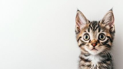 Curious cat portrait indoor studio animal photography whimsical setting close-up view playful concept
