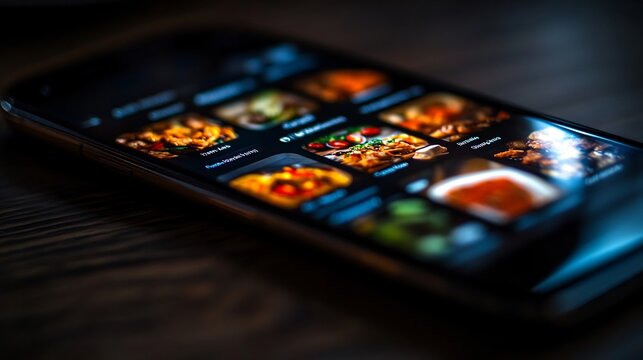Online Food Ordering App Interface on Smartphone