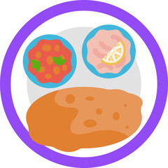 A traditional vegetarian dish made of chickpeas cooked in aromatic spices, served with soft and crispy fried bread known as bhature.