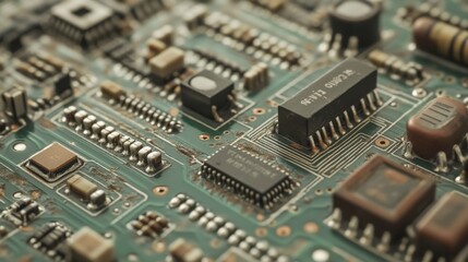 Close-up of a circuit board with various electronic components.