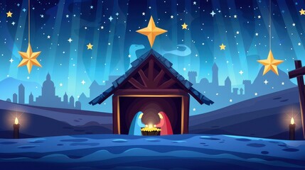 Experience the magic of Christmas with the Wise Men journeying to meet Baby Jesus in a serene Bethlehem scene.