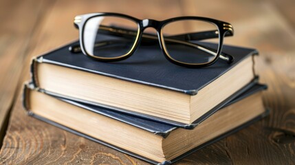 Explore knowledge with eyeglasses resting on books, symbolizing growth in education and personal development.
