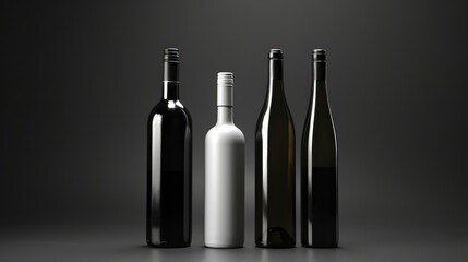 Sleek design of empty glass white bottles on a clean backdrop, perfect for showcasing your beverage or product ideas.