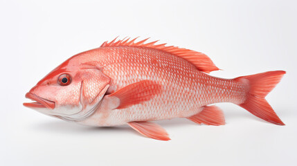 Fresh snapper fish, perfect for a delicious meal, isolated on a clean white background for a stunning presentation.