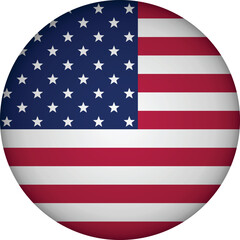 USA flag vector illustration, round shape button icon