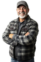 Portrait of a confident male farmer smiling, transparent background (PNG)