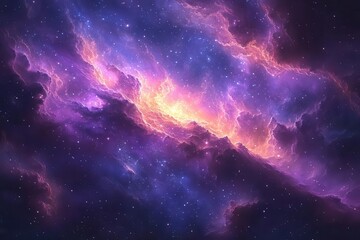 Fototapeta premium cosmic dreamscape with swirling nebulae iridescent stars ethereal cloud formations vibrant purples and teals abstract celestial patterns