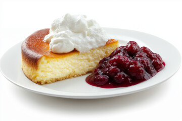 Ostkaka Swedish cheese cake on White Background