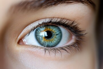 Fototapeta premium Close-up view of a human eye showcasing vibrant colors and intricate details in natural light