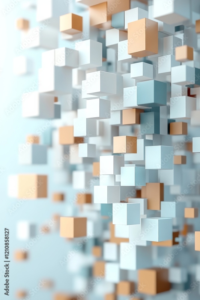 Poster dynamic arrangement of colorful cubes suspended in space showcasing depth and structure