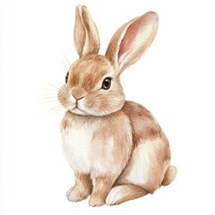 Fototapeta premium Watercolor depiction of a charming Easter bunny features intricate texture. This illustration captures the essence of spring celebrations and seasonal joy