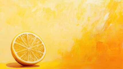 Half lemon, yellow background, vibrant, citrus, food, summer, painting, texture, design, website