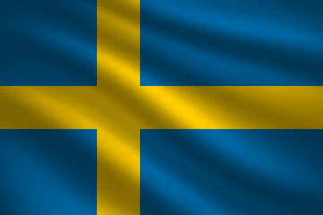 Obraz premium Flag of Sweden silk background. Wavy textile vector icon. Best for mobile apps, UI and web design.