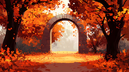 Fototapeta premium autumnal serene archway