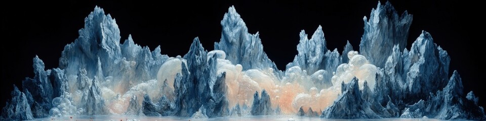 Mesmerizing Abstract Artistic Image of Smoky Blue and White Wisps on Black Background Showcasing Dreamlike Ethereal Clouds in Stunning Digital Artwork