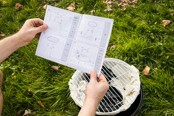 Naklejka premium Instructions on how to assemble a grill