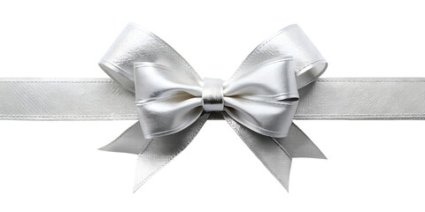 Naklejka premium silver bow on white background