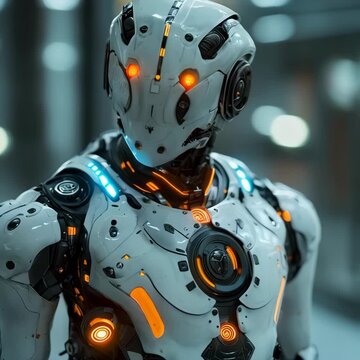 Future Technology Robot. AI data analytic technology development and machine learning concept. Global robotic bionic science research for future of human life. 