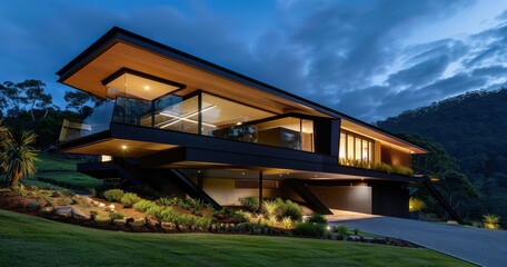 Fototapeta premium Modern hillside home