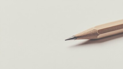 Close-up of a sharpened wooden pencil on white paper.