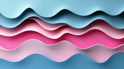 Abstract wavy layers in soft colors create a visually soothing design.