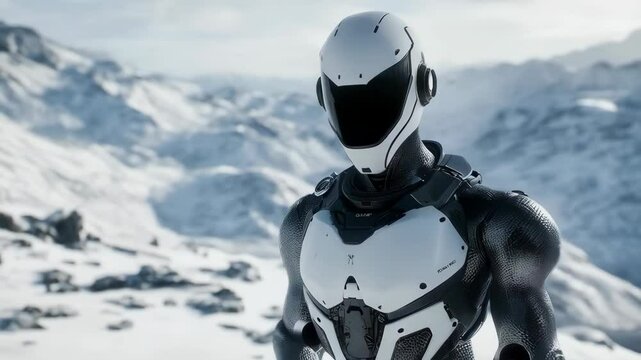 Global robotic bionic science research for future of human life. 3d render animation of humanoid artificial intelligence robot. High tech realistic video 