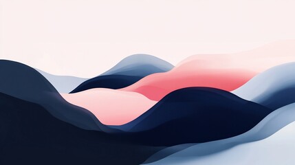 Naklejka premium Abstract Landscape: Serene Hills in Pink and Blue Hues