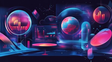 Global marketing strategy abstract concept vector illustration set. Macromarketing, competitive analysis, online reputation management, market analysis, digital image, social media abstract metaphor.