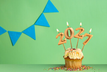 Happy New Year 2027 - Candles in the form of lit numbers