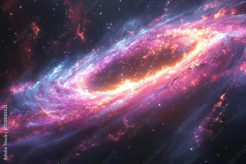 Wall mural deep space nebula visualization with swirling cosmic dust clouds in vibrant turquoise and magenta st