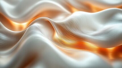 Fototapeta premium Abstract wavy white and gold fabric texture.