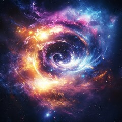 Fototapeta premium Cosmic swirl nebula, vibrant colors, deep space, background stars, cosmic art