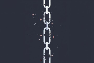 Shiny Metallic Chain Isolated on Black Background with Magical Sparkles - Symbol of Connection, Strength, and Resilience