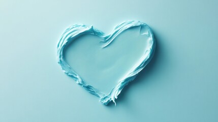 Light-blue cream heart, studio backdrop, skincare ad