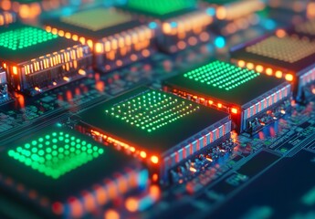 Obraz premium Printed circuit board futuristic server circuit board
