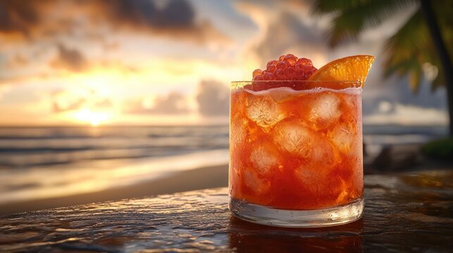 Tropical Sunset Cocktail Beach Relaxation