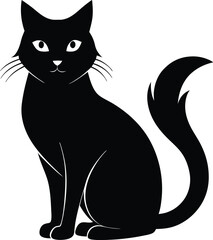 Cat silhouette , black silhouette cat full body, cat silhouette icon bundle illustration  
