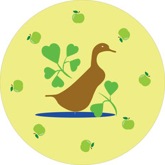 Print, duck, apples, recipe, dish, Peking duck, restaurant, product, ad, advertising, business, marketing, illustration, vector, image, poster, placard, postcard, congratulation, banner, cover.eps