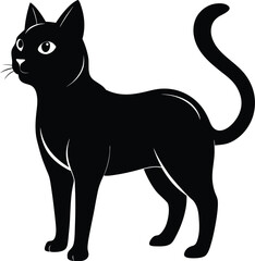 Cat silhouette , black silhouette cat full body, cat silhouette icon bundle illustration  
