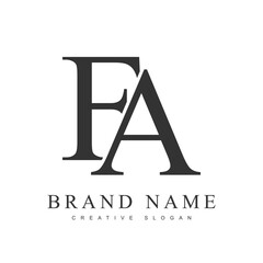 FA trendy logotype template. Initial letter f and a classic font style. Creative logo for company name or identity.