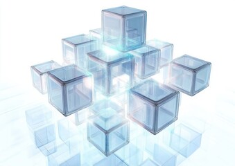 Obraz premium Futuristic Abstract Composition 3D Structure Translucent Cubes Geometric Design