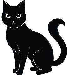 Cat silhouette , black silhouette cat full body, cat silhouette icon bundle illustration  

