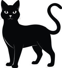 Cat silhouette , black silhouette cat full body, cat silhouette icon bundle illustration  

