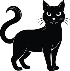 Cat silhouette , black silhouette cat full body, cat silhouette icon bundle illustration  
