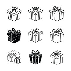 gift boxes set vector with white background