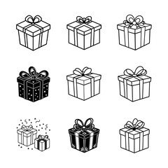 gift boxes set with white background