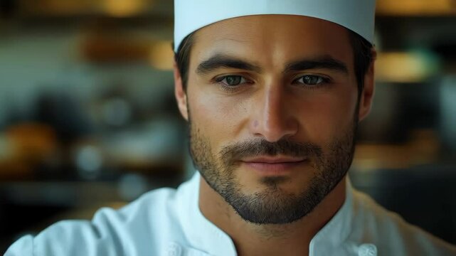 Chef's focus: culinary expert deep in thought in a professional kitchen