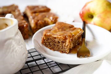 Sticky toffee apple cake with butterscotch sauce