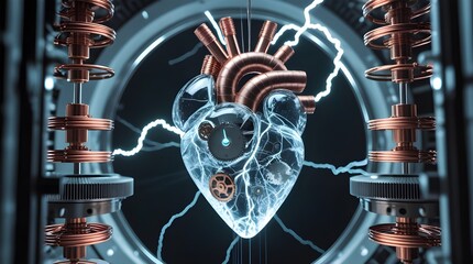 Futuristic Heart Design with Electrical Components, Ai generated images